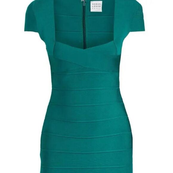 Hervé Leger Emerald Green Cocktail Dress - Picture 3 of 3